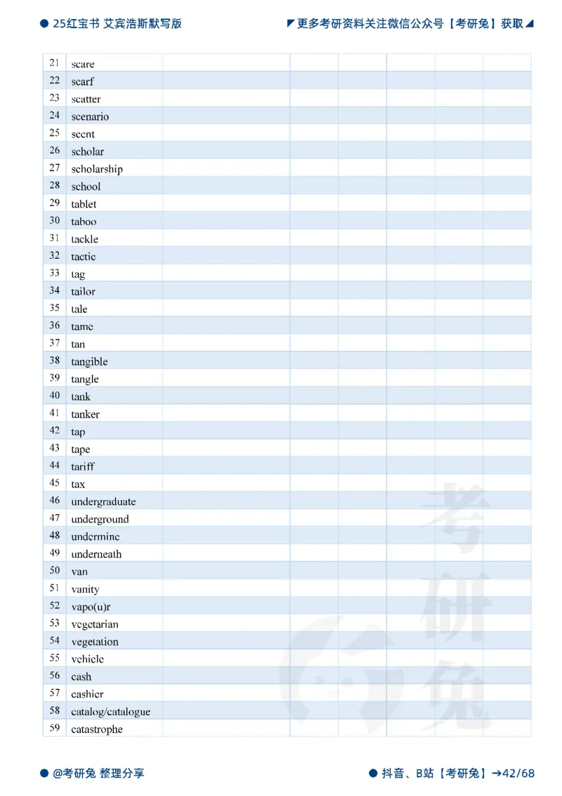 2025考研红宝书默写本-基础词_27考研真题_考研英语一、二真题+解析（1994-2026）_考研词汇默写本合集_红宝书默写本