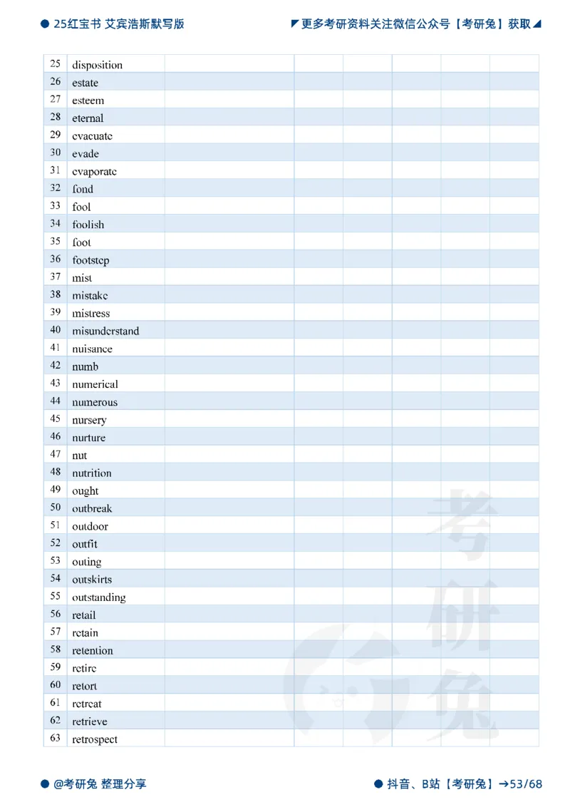 2025考研红宝书默写本-基础词_27考研真题_考研英语一、二真题+解析（1994-2026）_考研词汇默写本合集_红宝书默写本