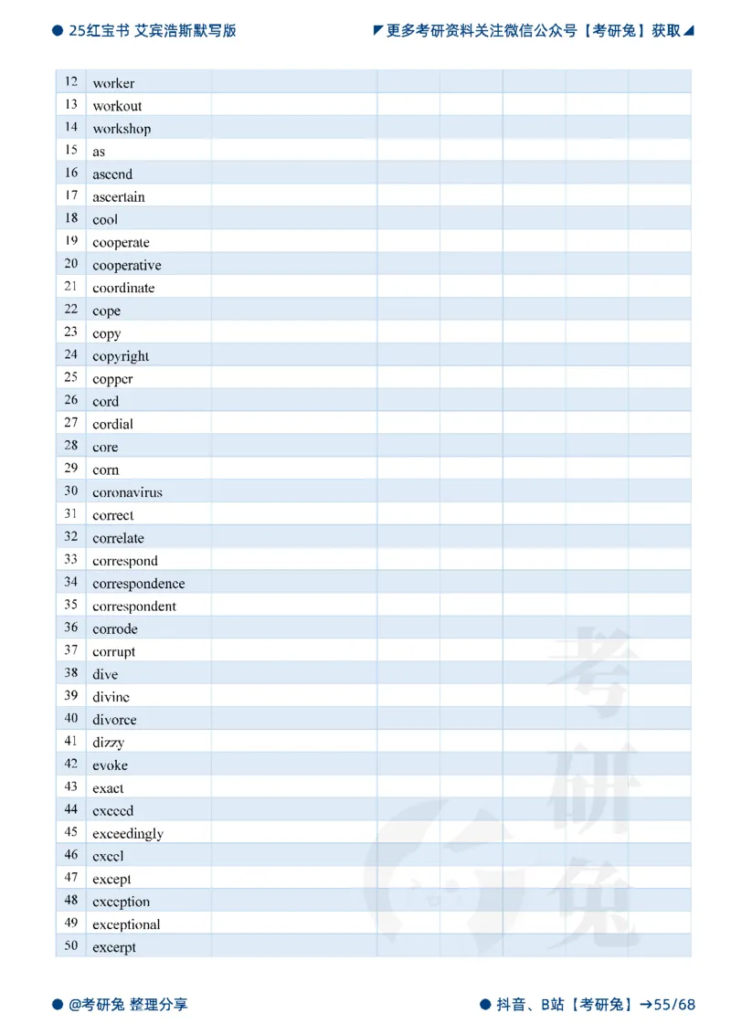 2025考研红宝书默写本-基础词_27考研真题_考研英语一、二真题+解析（1994-2026）_考研词汇默写本合集_红宝书默写本