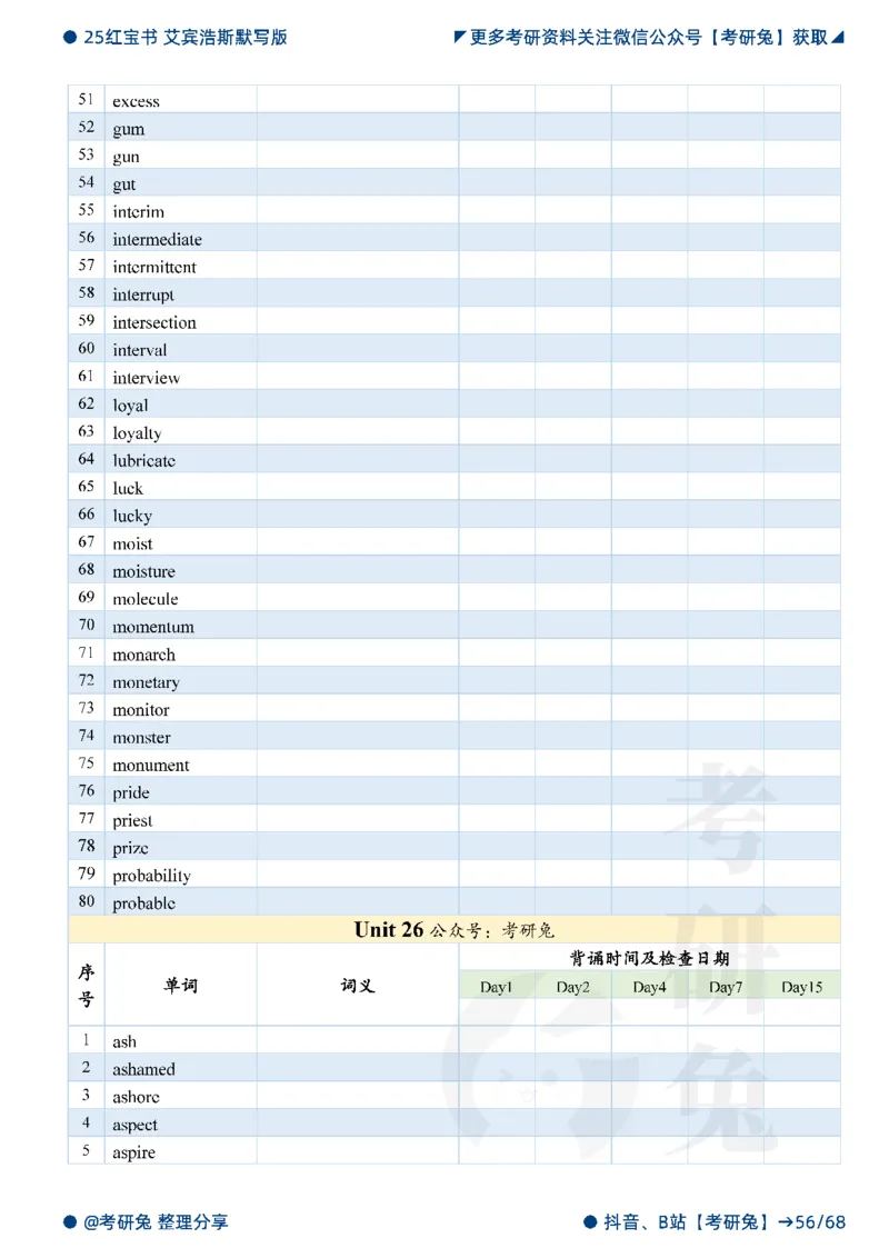 2025考研红宝书默写本-基础词_27考研真题_考研英语一、二真题+解析（1994-2026）_考研词汇默写本合集_红宝书默写本