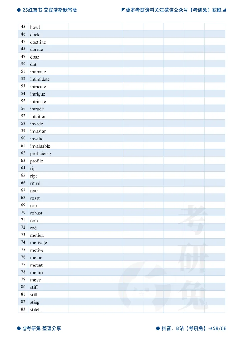 2025考研红宝书默写本-基础词_27考研真题_考研英语一、二真题+解析（1994-2026）_考研词汇默写本合集_红宝书默写本
