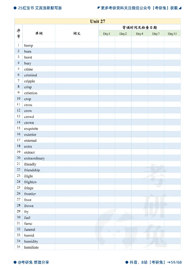 2025考研红宝书默写本-基础词_27考研真题_考研英语一、二真题+解析（1994-2026）_考研词汇默写本合集_红宝书默写本
