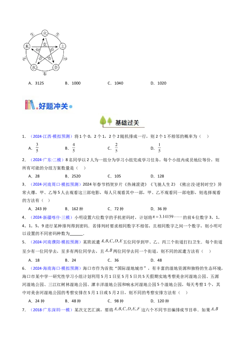 第02讲排列组合（学生版）_2025年新高考资料_一轮复习_备战2025年高考数学一轮复习考点帮_备战2025年高考数学一轮复习考点帮（新高考通用）（完结）_第二部分专项讲义