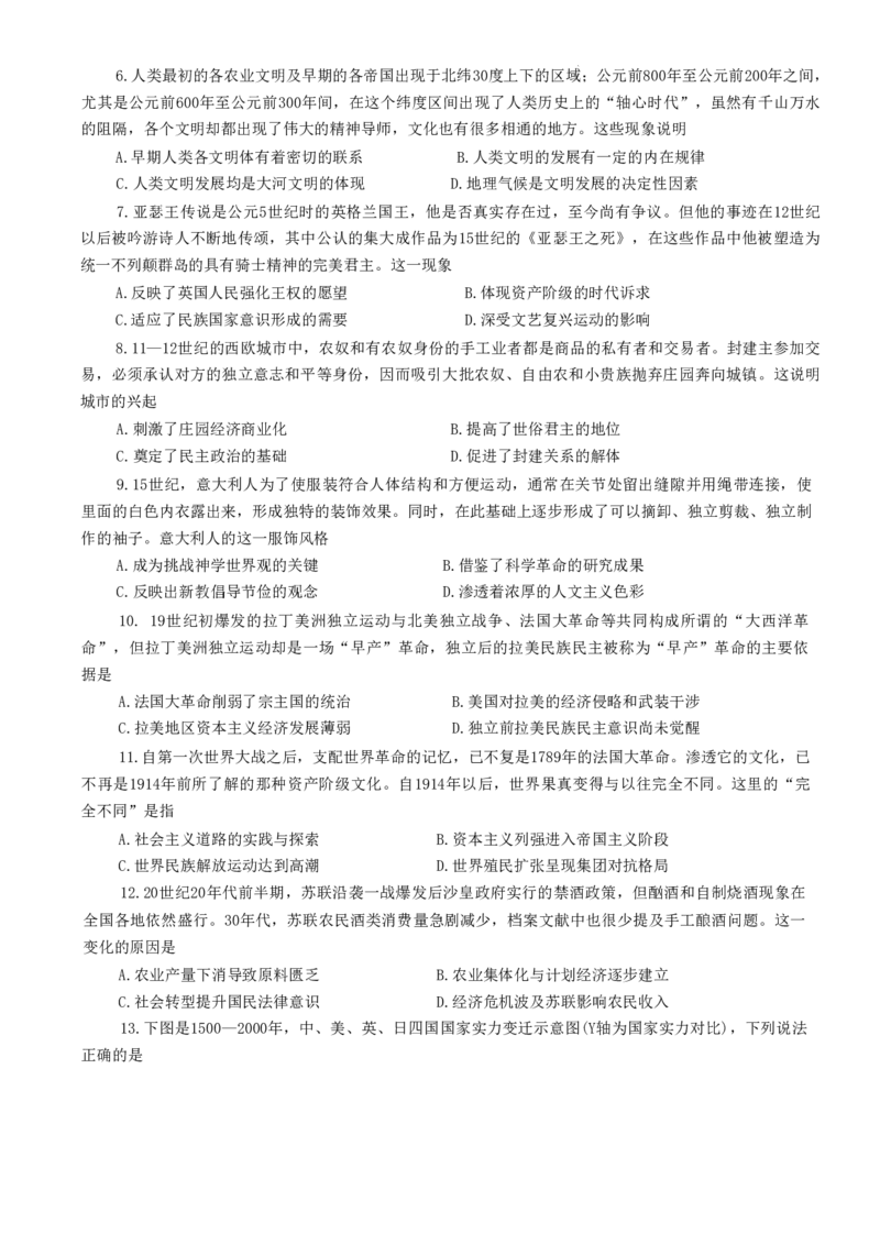 烟台期末-历史试卷_07高考历史_历史高考模拟题_新高考_2023年_山东烟台高三2022-2023学年度第一学期期末学业水平诊断历史_山东烟台高三2022-2023学年度第一学期期末学业水平诊断历史