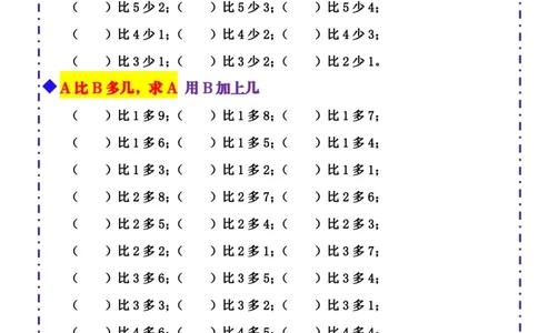 一（上）数学-《10以内比多少》填空题六大题型（含答案）_小学1-6年级常用的上册资源汇总_一年级上册资料_一年级数学