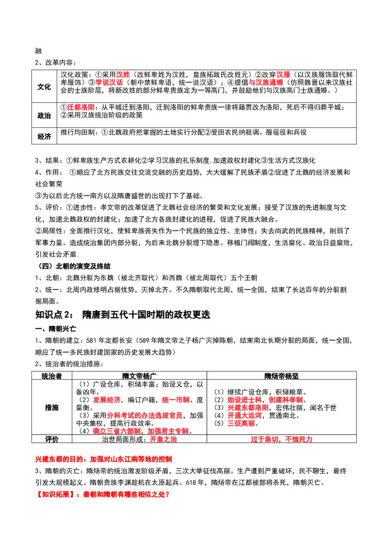 第04讲从三国两晋南北朝到五代十国的政权更迭与民族交融（讲义）（解析版）_07高考历史_2024年新高考资料_1.2024一轮复习_2024年高考历史一轮复习讲练测（新教材新高考）