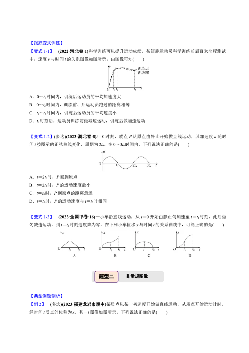第03讲运动学图像问题四大题型（举一反三）（原卷版）_03高考英语_2025年新高考资料_二轮复习_01高考语文等多个文件_备战2025年高考物理举一反三系列（新高考通用）