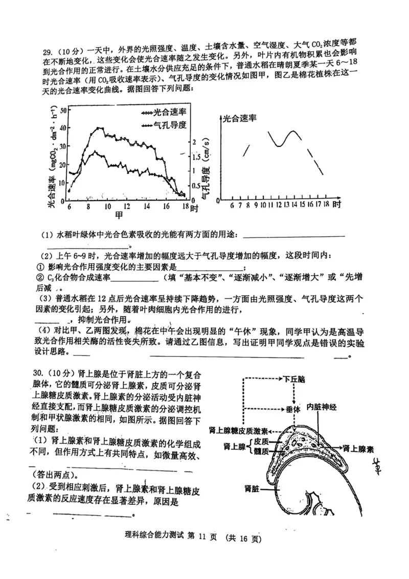 理综试卷_05高考化学_高考模拟题_全国课标版_江西省新余市2022-2023学年度上学期期末质量检测（一模）理综_江西省新余市2022-2023学年度上学期期末质量检测（一模）理综