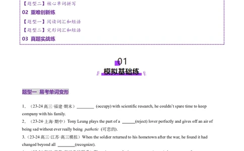 第02讲选择性必修一~选择性必修二词汇（练习）（原卷版）_03高考英语_新高考复习资料_2025年新高考复习_2025年高考英语一轮复习讲练测（新教材新高考，含2024年高考真题）_词汇