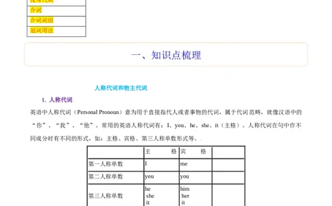 第04讲代词、介词、冠词（精讲）一轮复习讲义2024年高考英语高频考点题型归纳与方法总结（新高考通用）解析版_03高考英语_新高考复习资料_2024年新高考资料_一轮复习资料_解析版