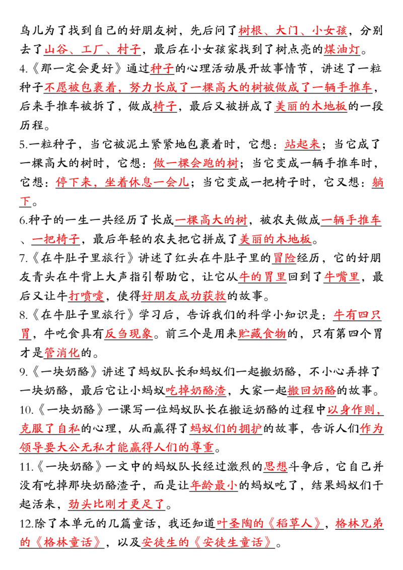 三年级上册语文期中复习高频考点汇总_小学1-6年级常用的上册资源汇总_三年级上册资料(1)