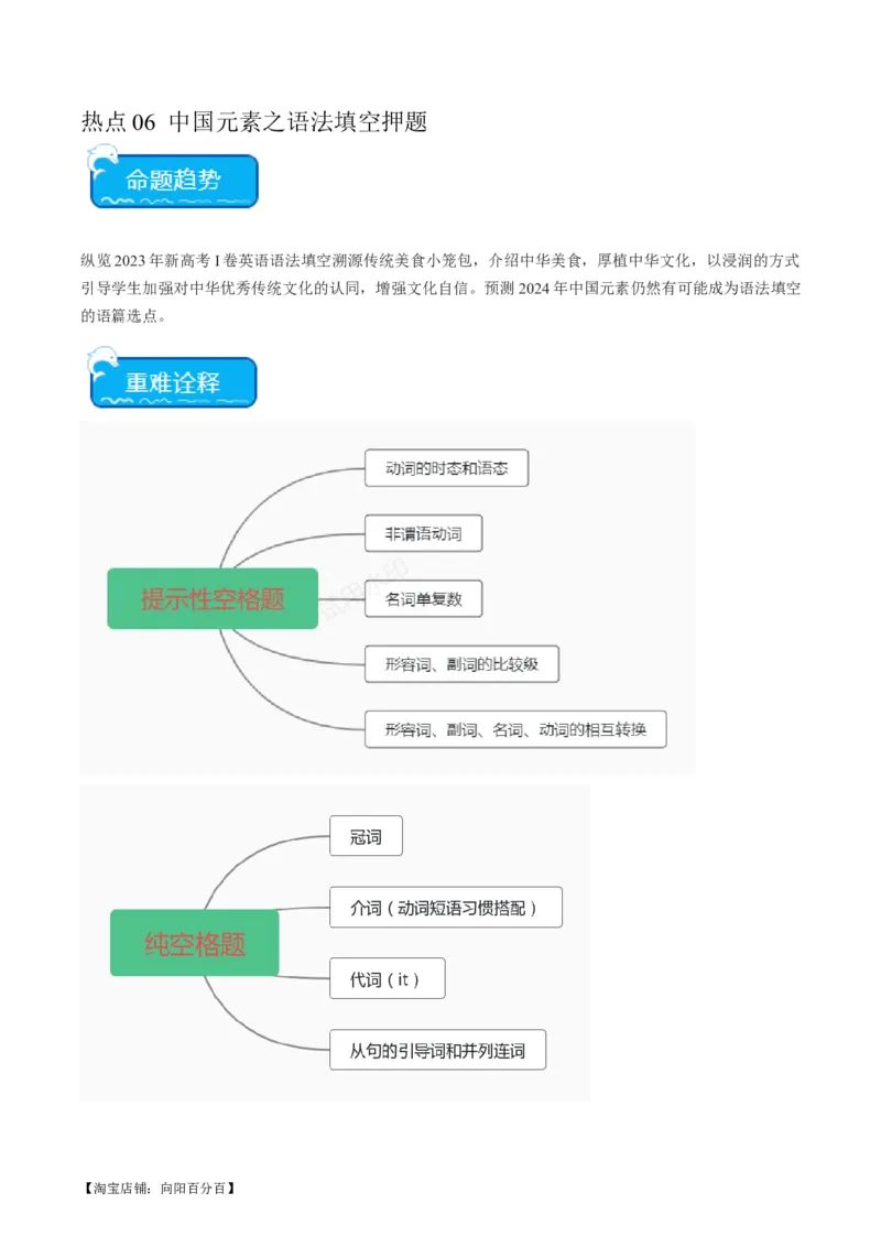 热点06中国元素之语法填空押题-2024年高考英语热点&middot;重点&middot;难点专练（新高考专用）（解析版）_03高考英语_新高考复习资料_2024年新高考资料_专项复习资料_热点练