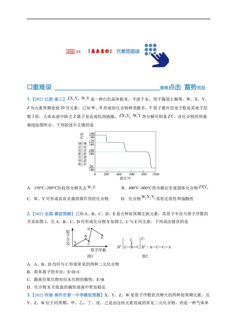 点击05『原来是你』元素周期律--2023年高考化学热点&middot;重点&middot;难点（全国通用）（测试版）_05高考化学_通用版（老高考）复习资料_2023年复习资料_专项复习