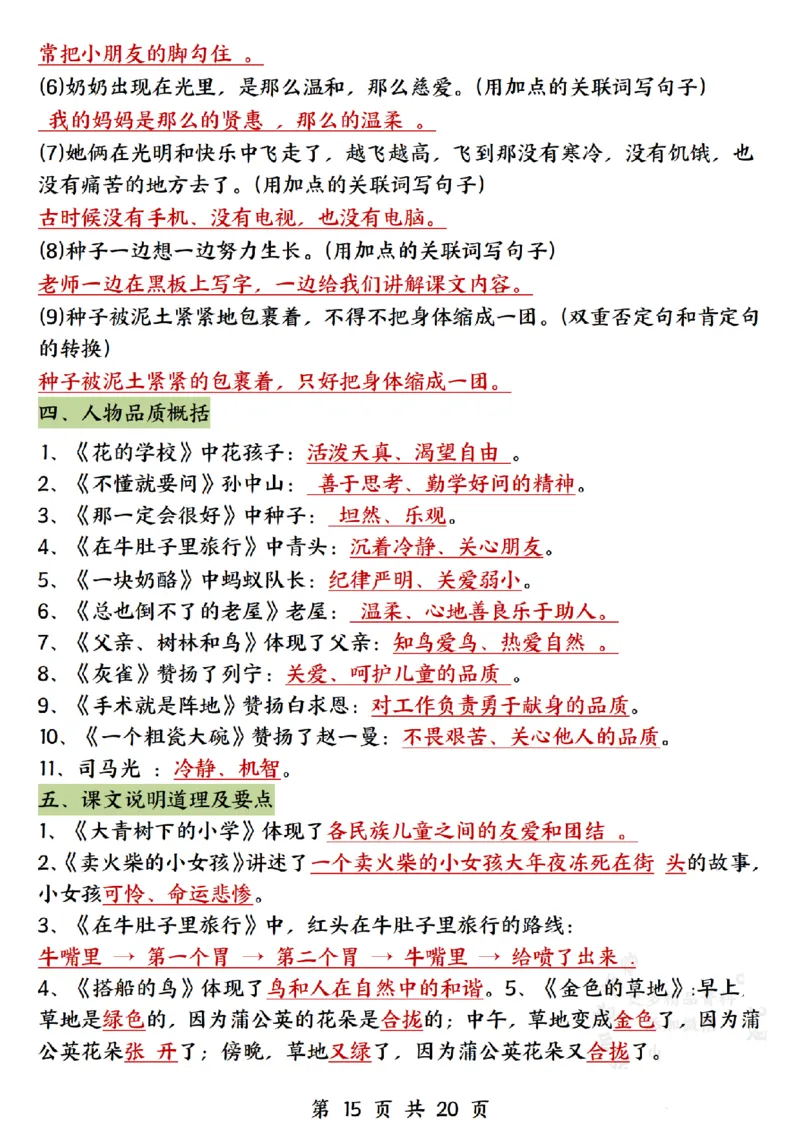 三上语文全册知识点归类（常考词语、古诗、名言、课内重点20页）(1)_小学1-6年级常用的上册资源汇总_三年级上册资料(1)