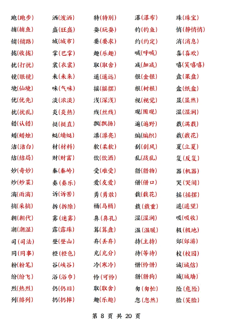 三上语文全册知识点归类（常考词语、古诗、名言、课内重点20页）(1)_小学1-6年级常用的上册资源汇总_三年级上册资料(1)
