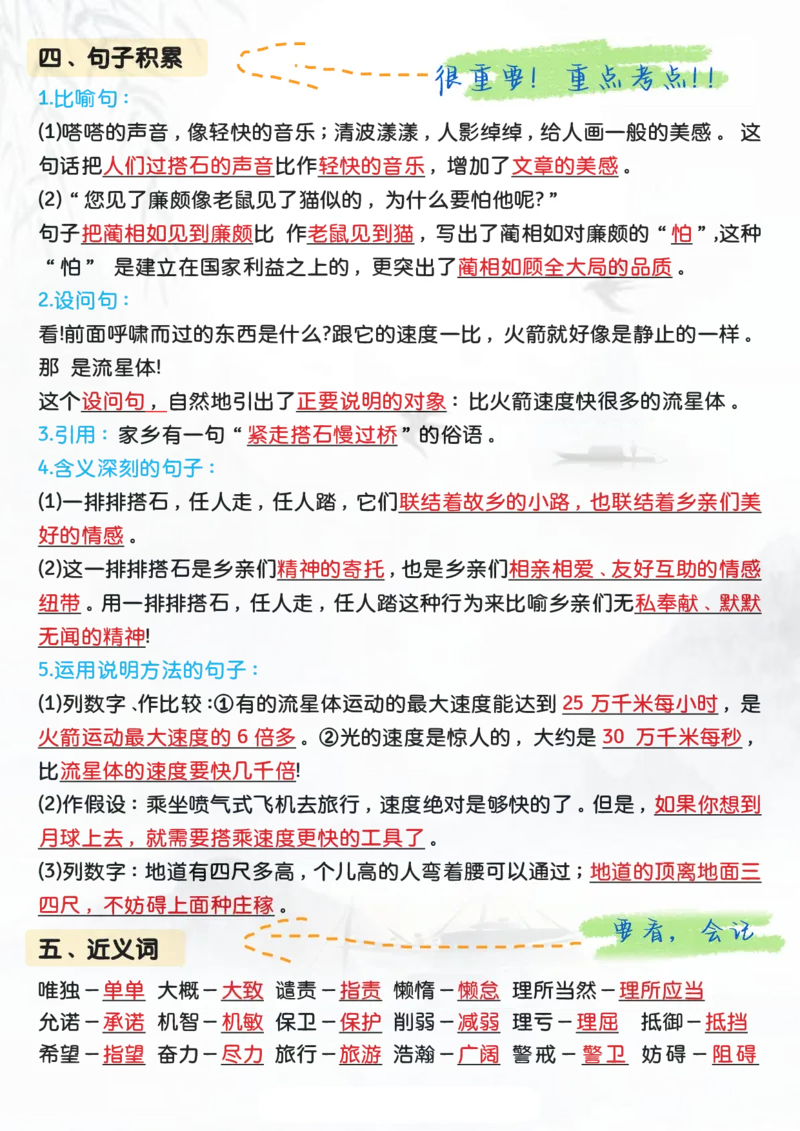 五上语文-期中高频考点知识汇总-第1-4单元(1)(1)(1)_小学1-6年级常用的上册资源汇总_五年级上册资料(1)