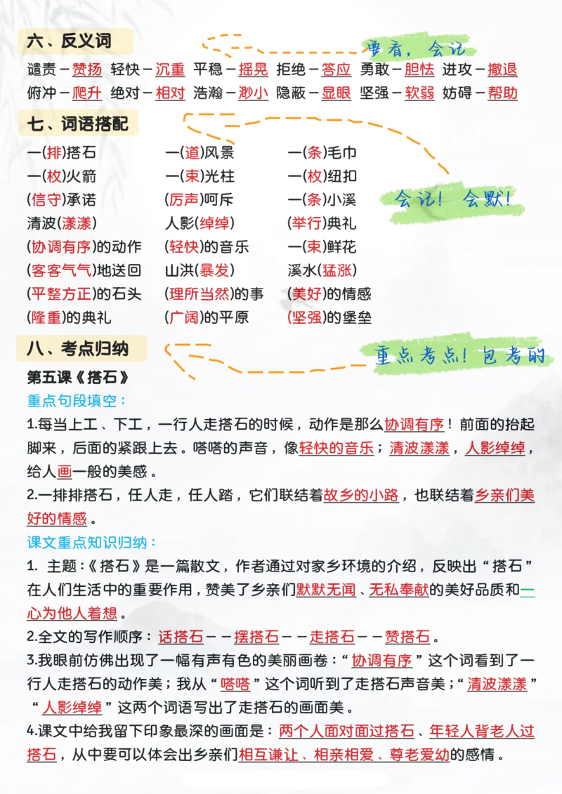 五上语文-期中高频考点知识汇总-第1-4单元(1)(1)(1)_小学1-6年级常用的上册资源汇总_五年级上册资料(1)