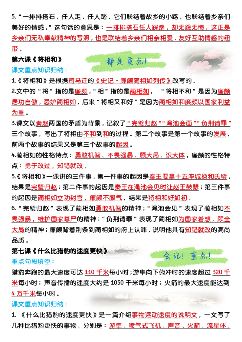 五上语文-期中高频考点知识汇总-第1-4单元(1)(1)(1)_小学1-6年级常用的上册资源汇总_五年级上册资料(1)