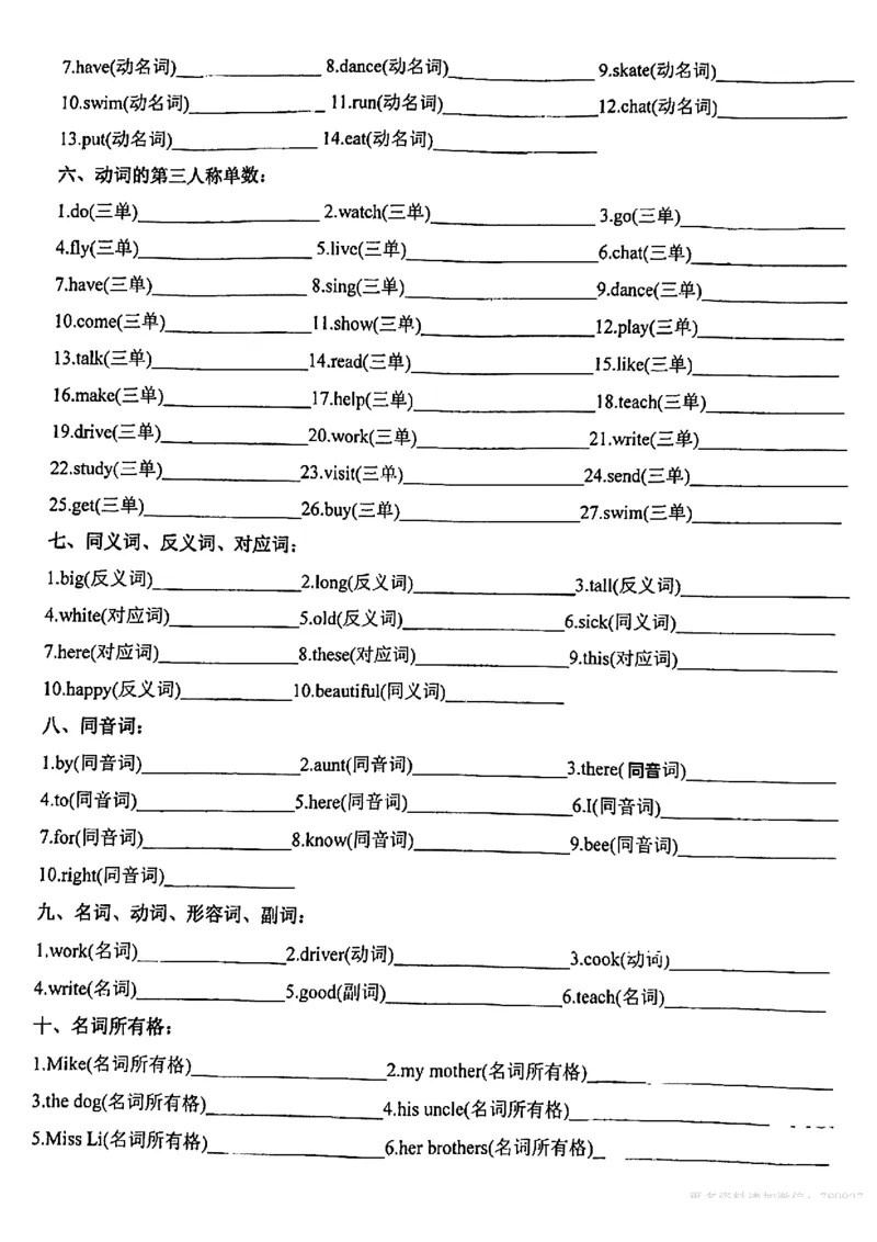 四上英语专项按要求写单词_小学1-6年级常用的上册资源汇总_四年级上册资料(1)