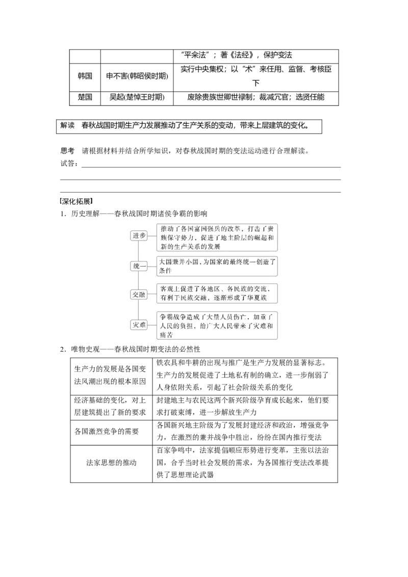 板块一　第一单元　第2讲　诸侯纷争与变法运动_07高考历史_2025年新高考资料_一轮复习_2025高考大一轮复习讲义+课件精准备考2025年新高三历史一轮复习备课课件（完结）