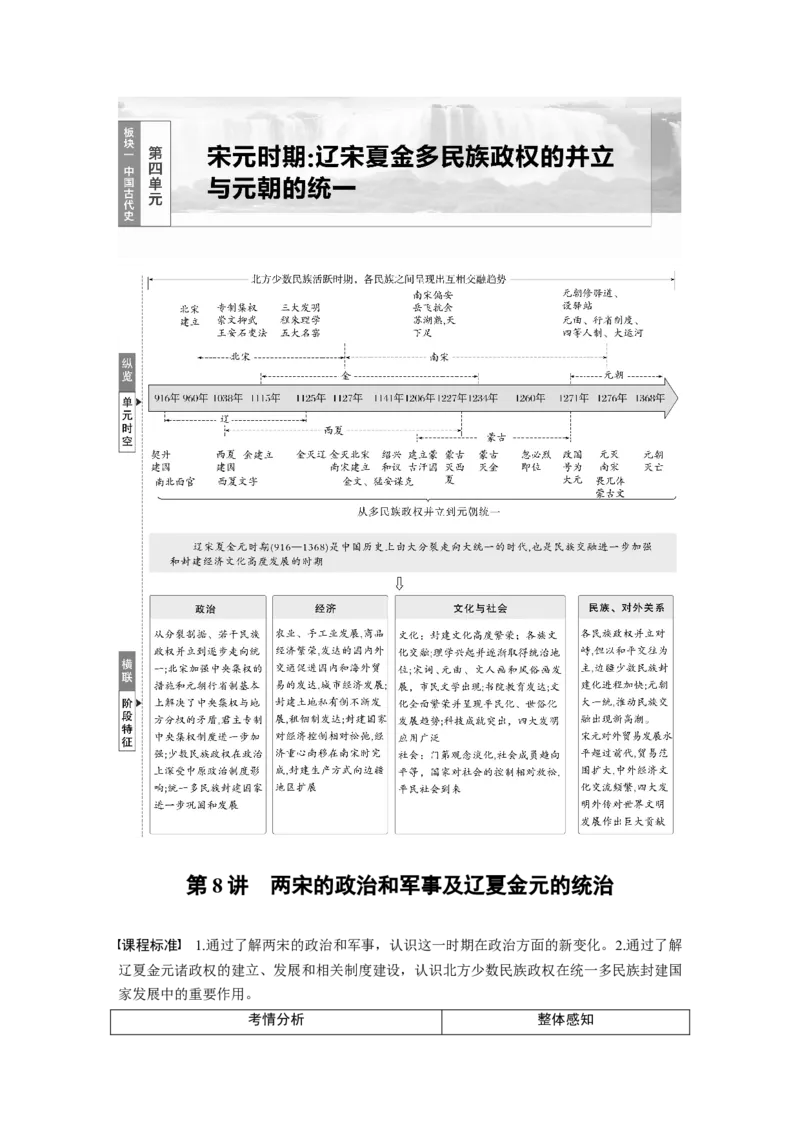 板块一　第四单元　第8讲　两宋的政治和军事及辽夏金元的统治_07高考历史_2025年新高考资料_一轮复习_2025高考大一轮复习历史（通史版）_学生用书Word版文档全书_大一轮复习讲义