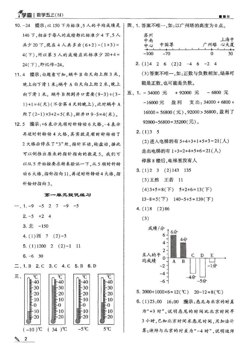 五上苏教答案解析-副本_小学教辅2026新版+暑假衔接_2026版小学《五星学霸》小学1-6年级（数学）（人教+苏教+）_25秋五星学霸苏教数学_25秋《五星学霸》数学苏教版5上