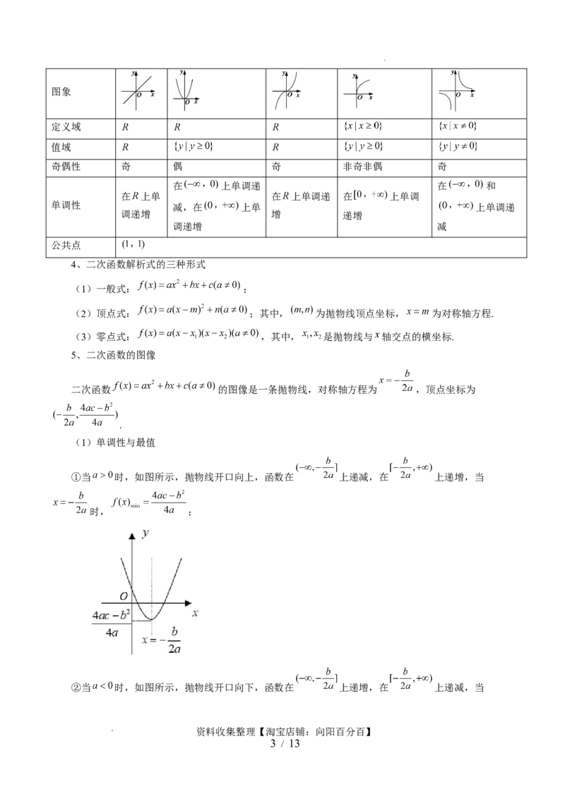 第03讲幂函数与二次函数（五大题型）（讲义）（原卷版）_02高考数学_新高考复习资料_2024年新高考资料_一轮复习资料_完2024年高考数学一轮复习讲练测(课件+讲义+练习)（新高考）
