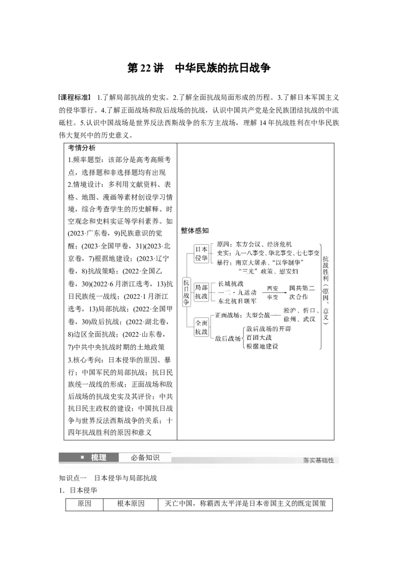 板块二　第八单元　第22讲　中华民族的抗日战争_07高考历史_2025年新高考资料_一轮复习_2025高考大一轮复习讲义+课件精准备考2025年新高三历史一轮复习备课课件（完结）_251