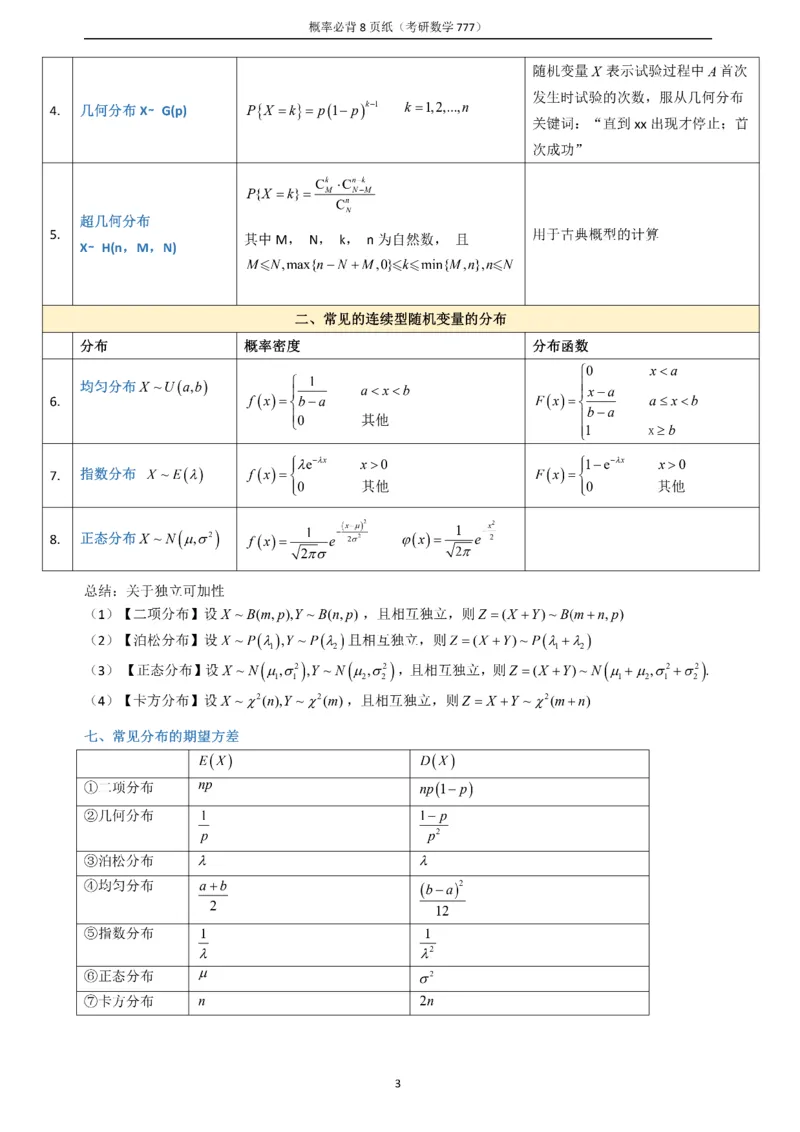 概率必备八页纸_27考研真题_考研数学一、二、三历年真题+考研数学资料（1994-2026）_数学《777必备公式》