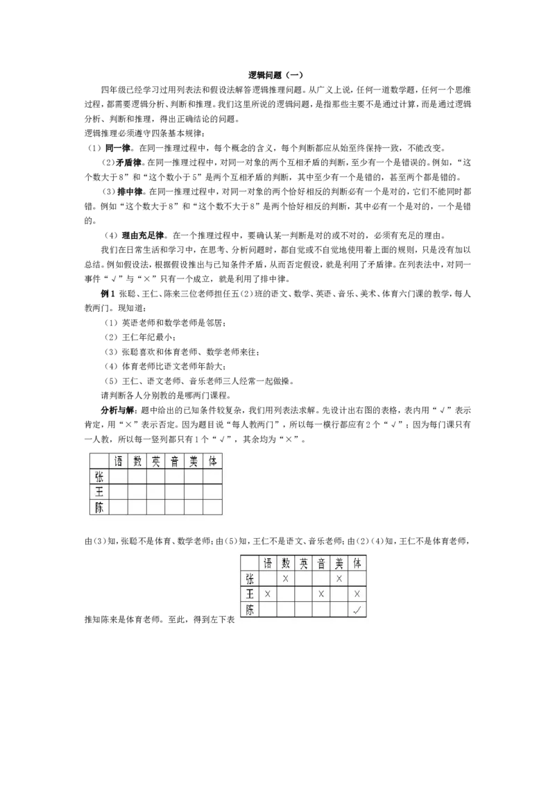 五年级奥数基础教程-逻辑问题小学_奥数专题合集_H003小学奥数培训班课程+习题_1-6年级上下册奥数_五年级_整张专辑奥数五年级数学奥数基础教程_通用版