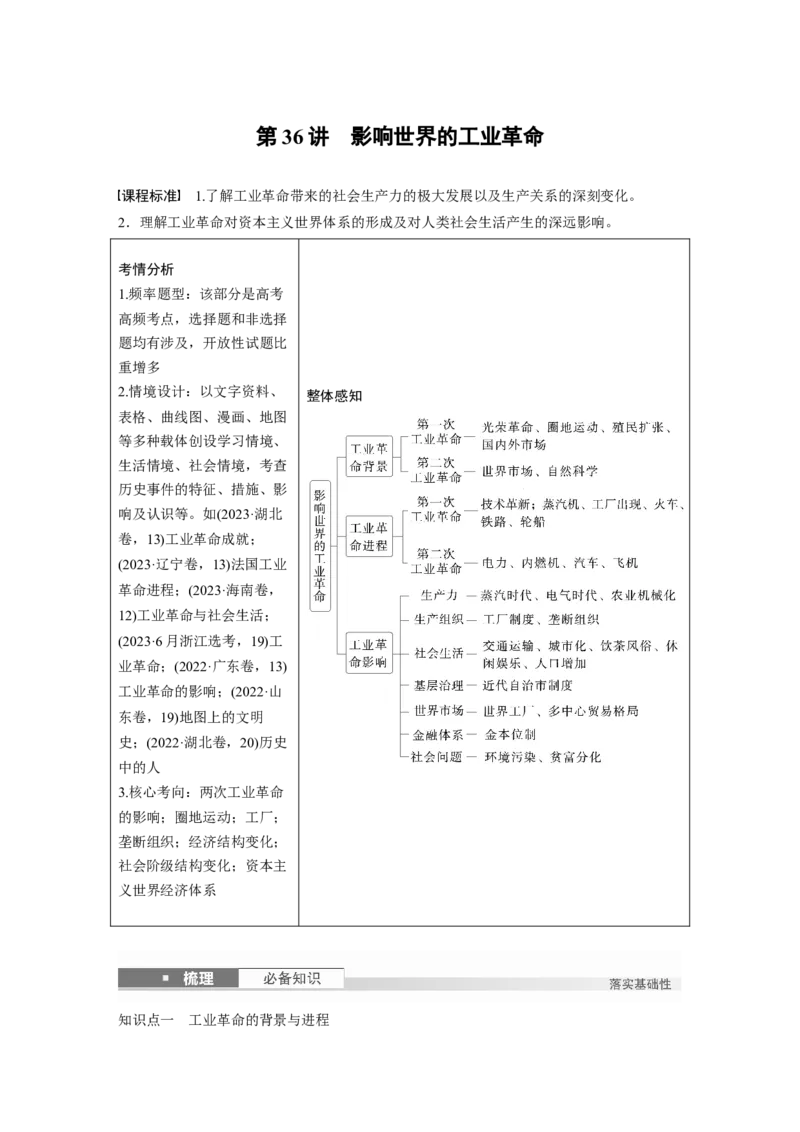 板块四　第十三单元　第36讲　影响世界的工业革命_07高考历史_2025年新高考资料_一轮复习_2025高考大一轮复习讲义+课件精准备考2025年新高三历史一轮复习备课课件（完结）_854