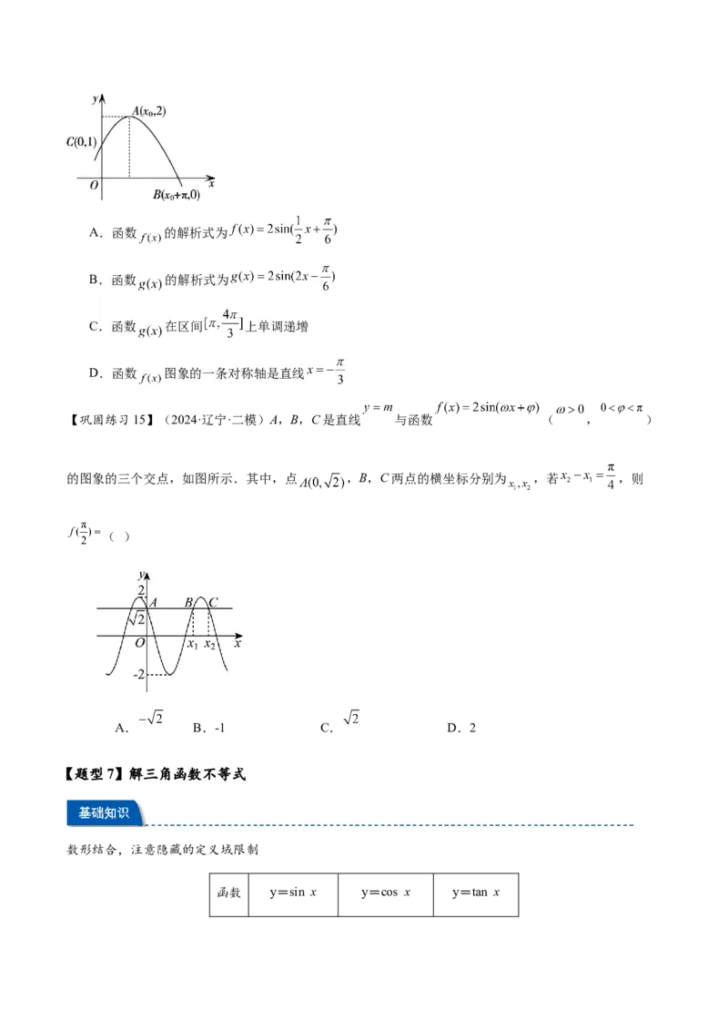 热点专题4-3三角函数图象与性质11类常考题型汇总（原卷版）_02高考数学_2025年新高考资料_二轮复习_2025年高考数学二轮热点题型追踪与重难点专题突破（新高考专用）