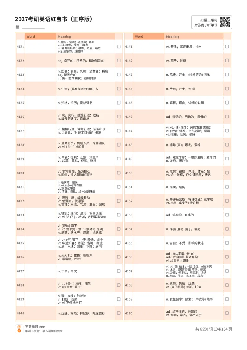2027考研英语红宝书（正序版）中文词表_27考研真题_考研英语一、二真题+解析（1994-2026）_03.红宝书_默写本(含正序、乱序、中英对照版)_正序版-对照中文默写