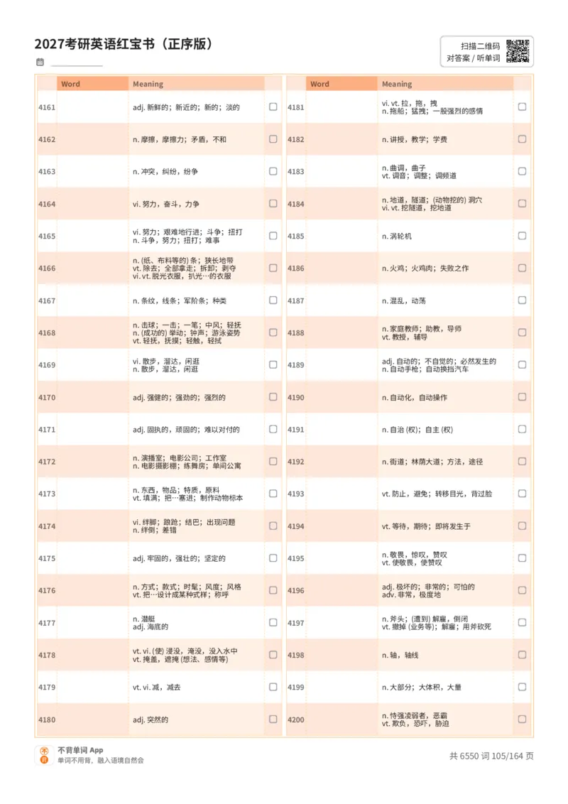 2027考研英语红宝书（正序版）中文词表_27考研真题_考研英语一、二真题+解析（1994-2026）_03.红宝书_默写本(含正序、乱序、中英对照版)_正序版-对照中文默写