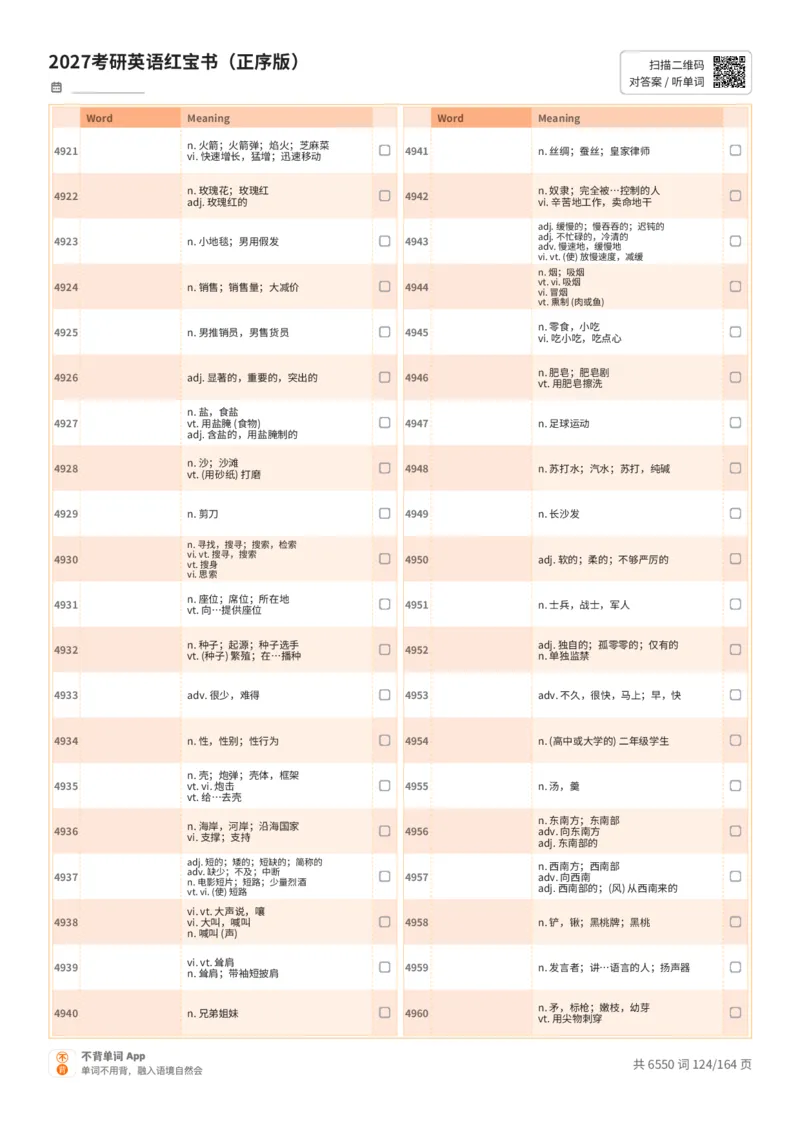 2027考研英语红宝书（正序版）中文词表_27考研真题_考研英语一、二真题+解析（1994-2026）_03.红宝书_默写本(含正序、乱序、中英对照版)_正序版-对照中文默写