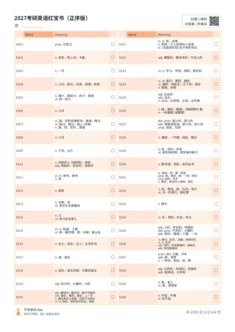 2027考研英语红宝书（正序版）中文词表_27考研真题_考研英语一、二真题+解析（1994-2026）_03.红宝书_默写本(含正序、乱序、中英对照版)_正序版-对照中文默写