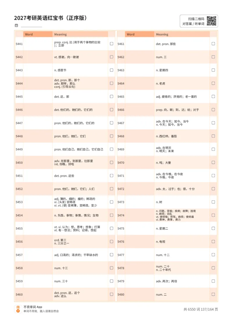 2027考研英语红宝书（正序版）中文词表_27考研真题_考研英语一、二真题+解析（1994-2026）_03.红宝书_默写本(含正序、乱序、中英对照版)_正序版-对照中文默写