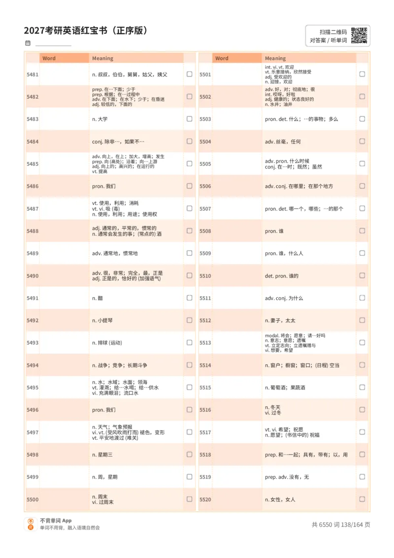 2027考研英语红宝书（正序版）中文词表_27考研真题_考研英语一、二真题+解析（1994-2026）_03.红宝书_默写本(含正序、乱序、中英对照版)_正序版-对照中文默写