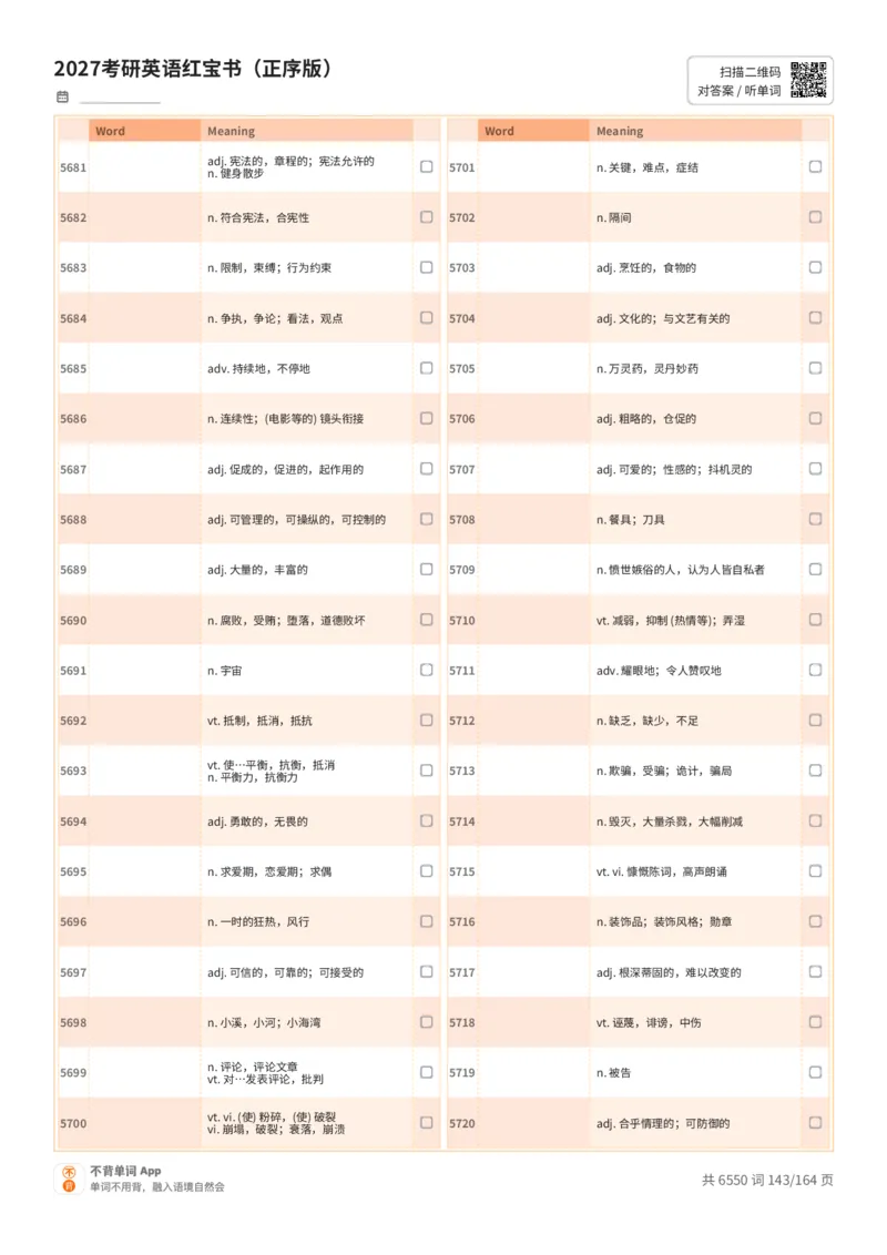 2027考研英语红宝书（正序版）中文词表_27考研真题_考研英语一、二真题+解析（1994-2026）_03.红宝书_默写本(含正序、乱序、中英对照版)_正序版-对照中文默写