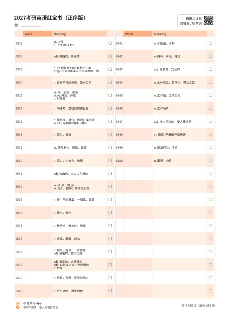 2027考研英语红宝书（正序版）中文词表_27考研真题_考研英语一、二真题+解析（1994-2026）_03.红宝书_默写本(含正序、乱序、中英对照版)_正序版-对照中文默写