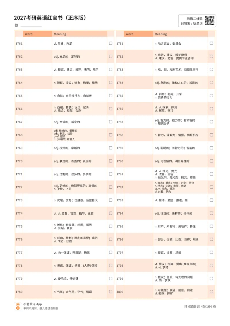 2027考研英语红宝书（正序版）中文词表_27考研真题_考研英语一、二真题+解析（1994-2026）_03.红宝书_默写本(含正序、乱序、中英对照版)_正序版-对照中文默写