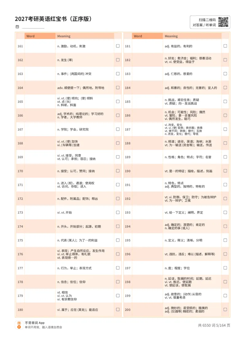 2027考研英语红宝书（正序版）中文词表_27考研真题_考研英语一、二真题+解析（1994-2026）_03.红宝书_默写本(含正序、乱序、中英对照版)_正序版-对照中文默写
