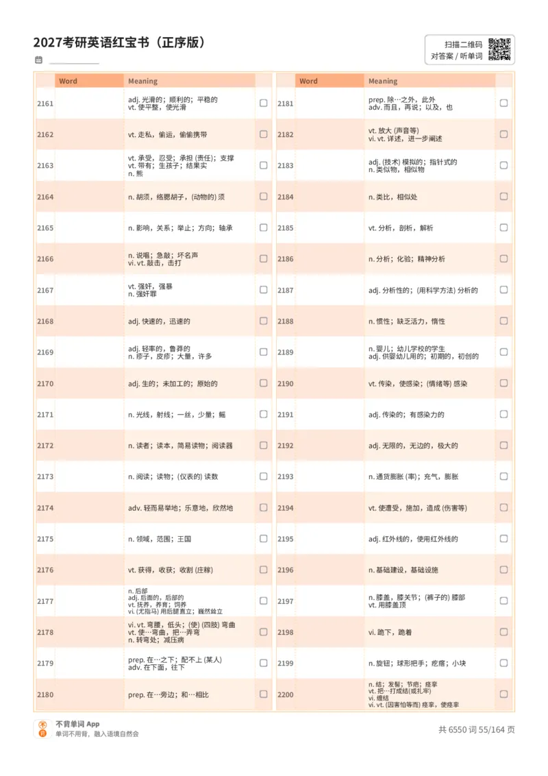 2027考研英语红宝书（正序版）中文词表_27考研真题_考研英语一、二真题+解析（1994-2026）_03.红宝书_默写本(含正序、乱序、中英对照版)_正序版-对照中文默写