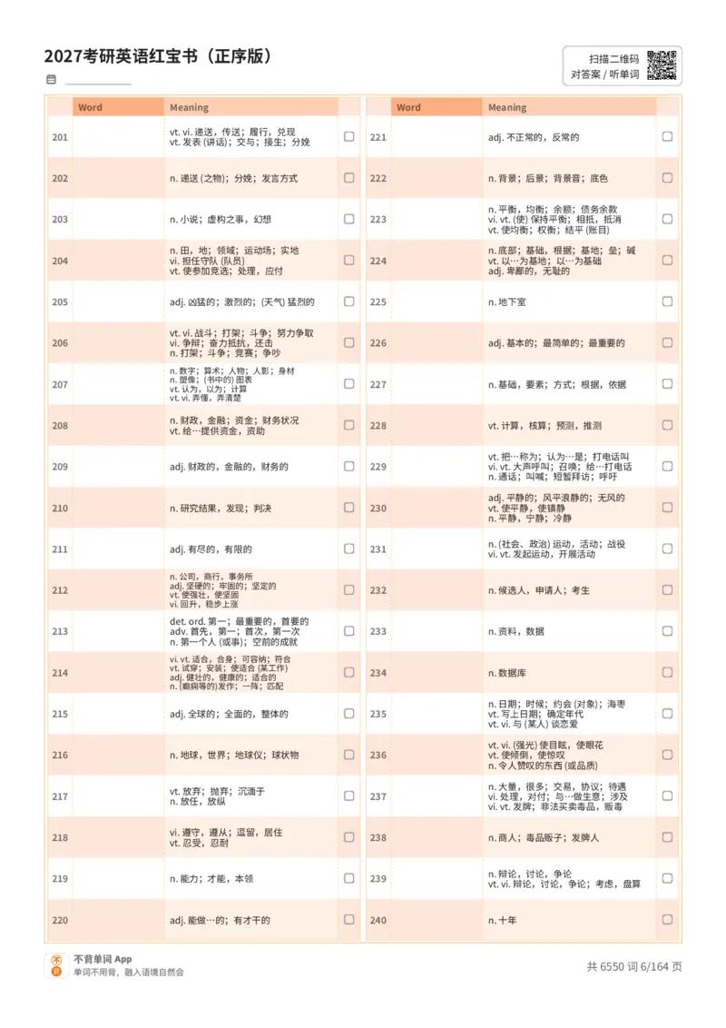 2027考研英语红宝书（正序版）中文词表_27考研真题_考研英语一、二真题+解析（1994-2026）_03.红宝书_默写本(含正序、乱序、中英对照版)_正序版-对照中文默写