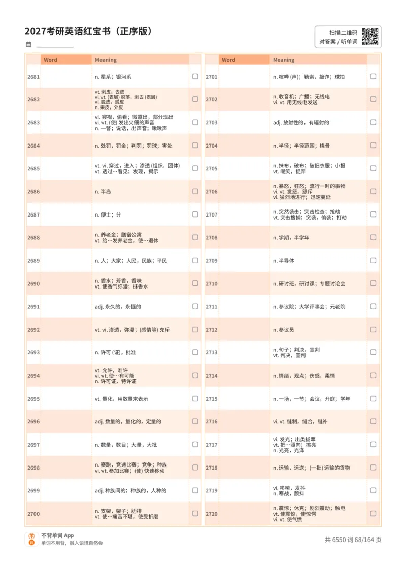 2027考研英语红宝书（正序版）中文词表_27考研真题_考研英语一、二真题+解析（1994-2026）_03.红宝书_默写本(含正序、乱序、中英对照版)_正序版-对照中文默写