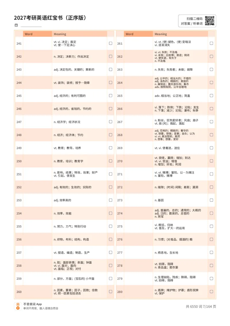 2027考研英语红宝书（正序版）中文词表_27考研真题_考研英语一、二真题+解析（1994-2026）_03.红宝书_默写本(含正序、乱序、中英对照版)_正序版-对照中文默写