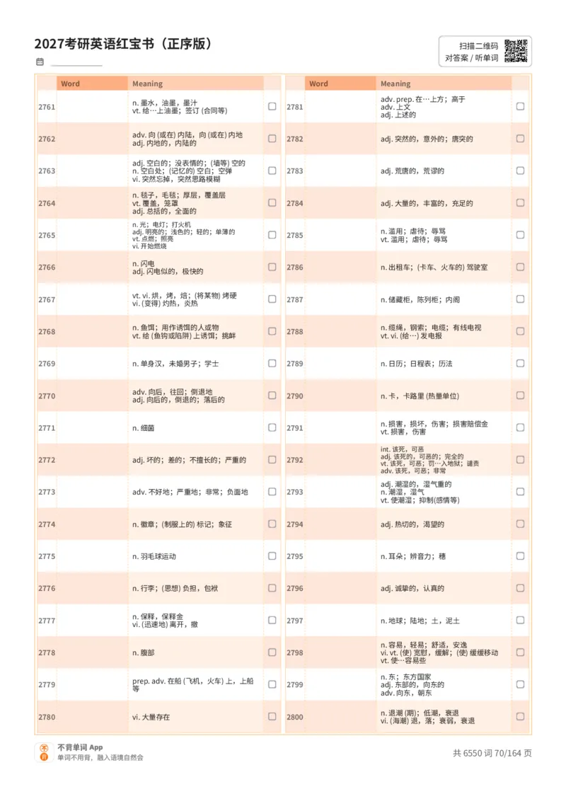 2027考研英语红宝书（正序版）中文词表_27考研真题_考研英语一、二真题+解析（1994-2026）_03.红宝书_默写本(含正序、乱序、中英对照版)_正序版-对照中文默写