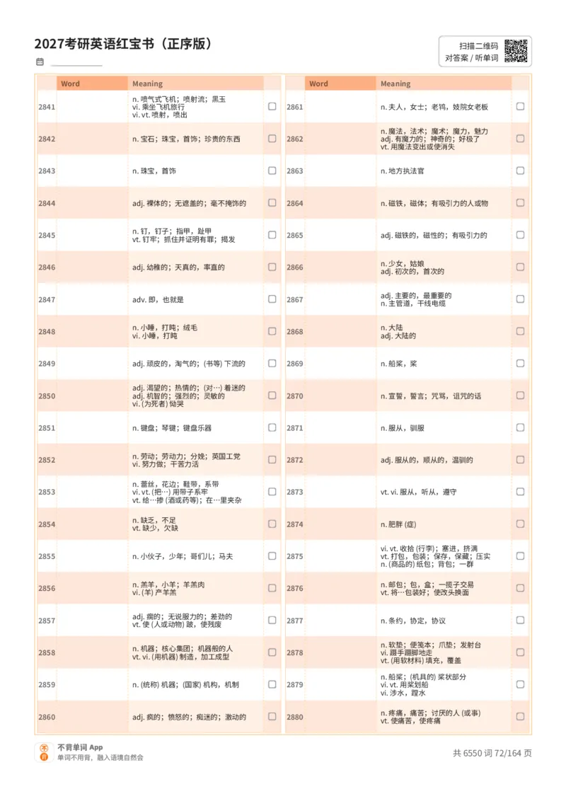 2027考研英语红宝书（正序版）中文词表_27考研真题_考研英语一、二真题+解析（1994-2026）_03.红宝书_默写本(含正序、乱序、中英对照版)_正序版-对照中文默写