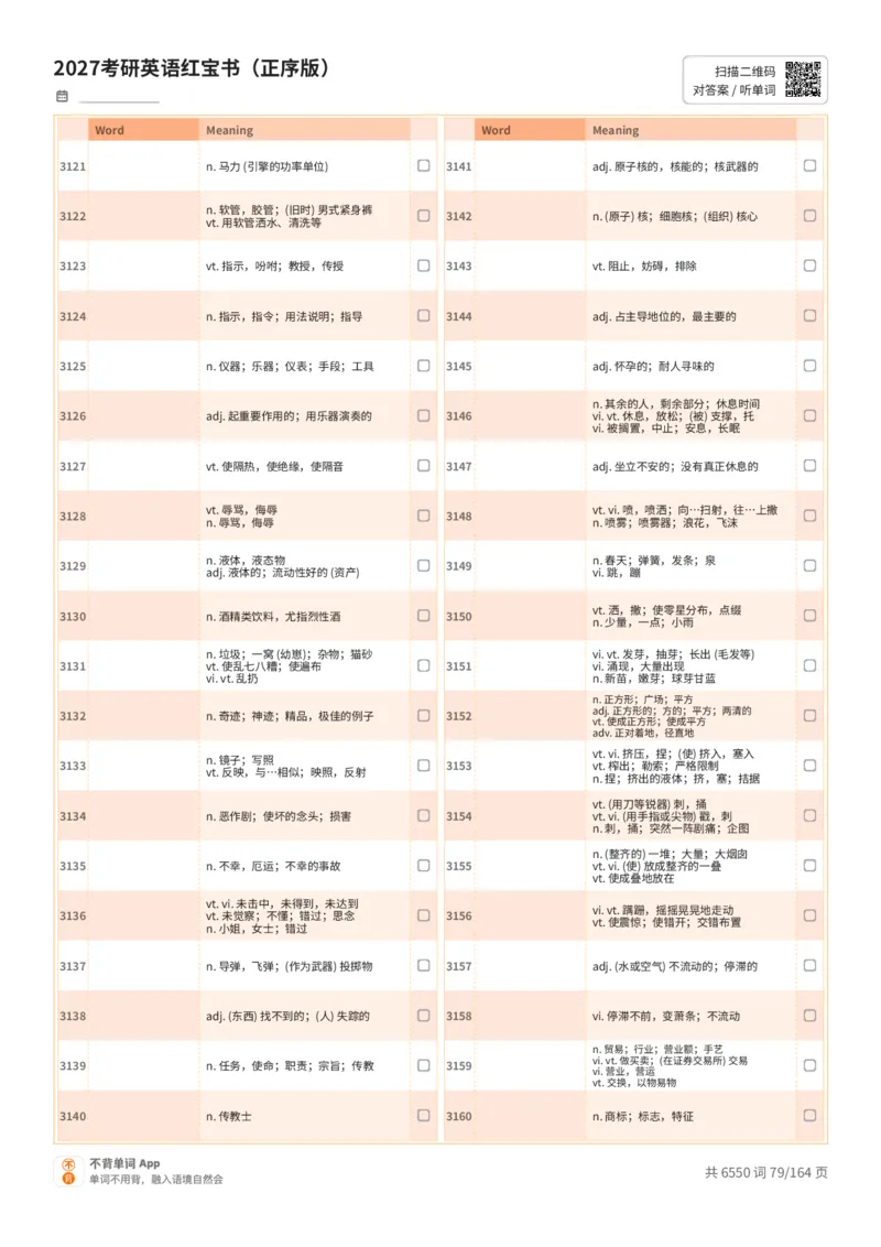 2027考研英语红宝书（正序版）中文词表_27考研真题_考研英语一、二真题+解析（1994-2026）_03.红宝书_默写本(含正序、乱序、中英对照版)_正序版-对照中文默写