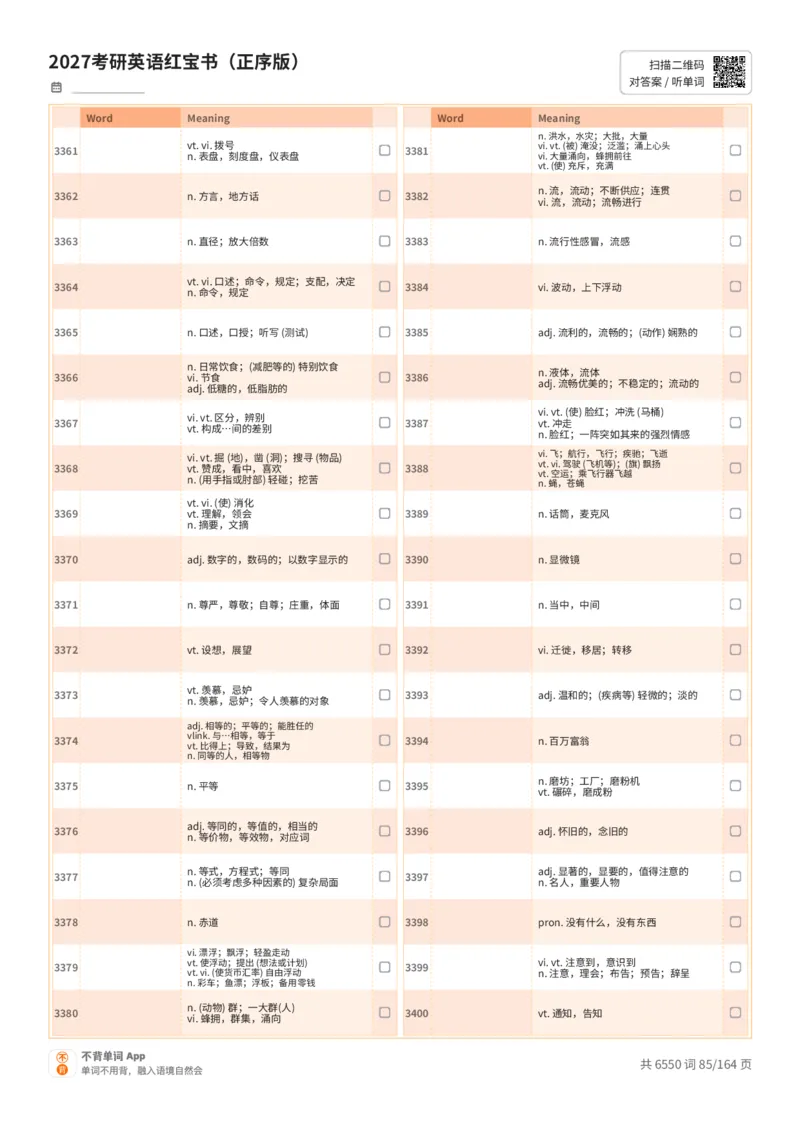 2027考研英语红宝书（正序版）中文词表_27考研真题_考研英语一、二真题+解析（1994-2026）_03.红宝书_默写本(含正序、乱序、中英对照版)_正序版-对照中文默写